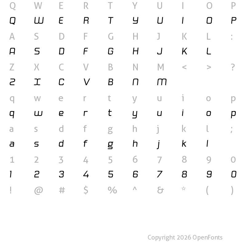Character Map of Hogira Medium Italic