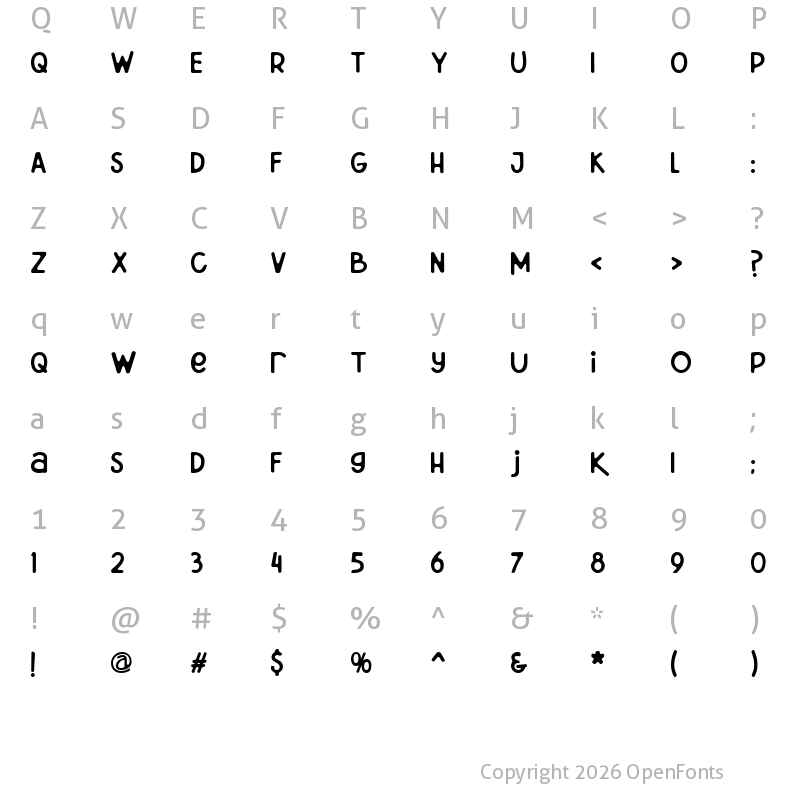Character Map of Hokaplay Rounded