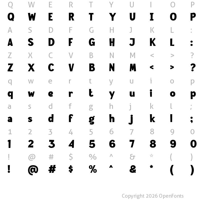 Character Map of Hokuba Grabs Regular