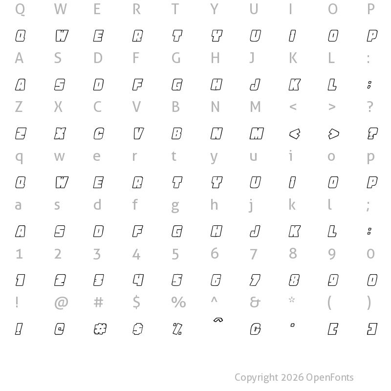 Character Map of Holiday Chocolate Italic