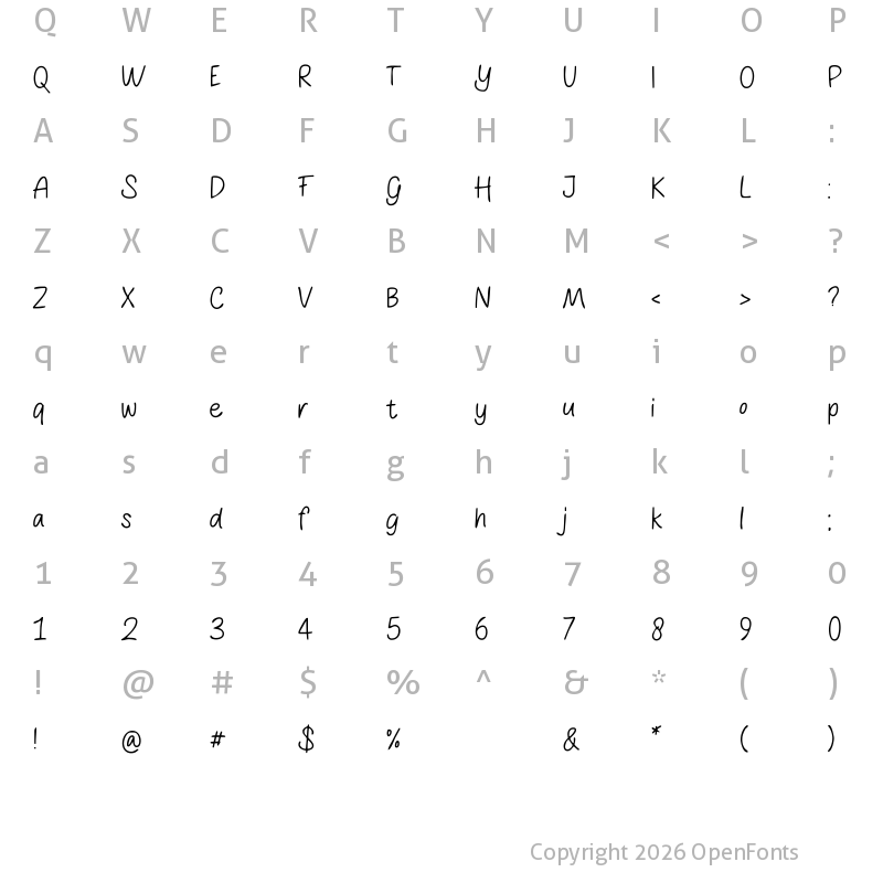 Character Map of Holland Land Regular