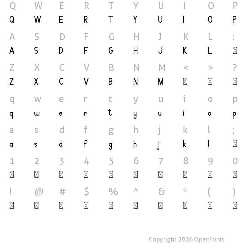 Character Map of Holters Script Inline
