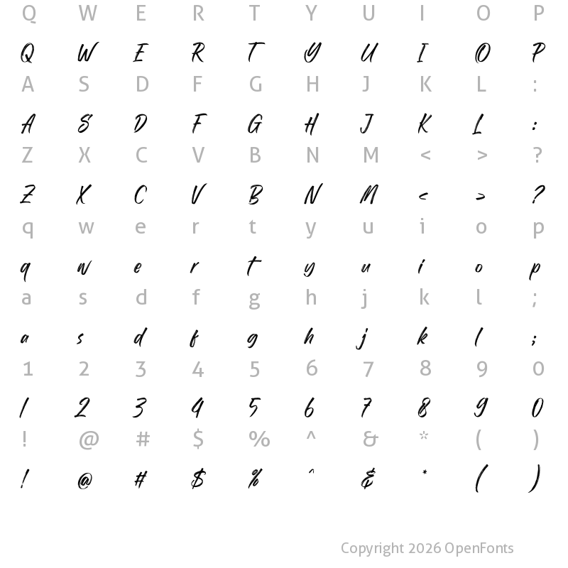 Character Map of Holy Midnight Regular