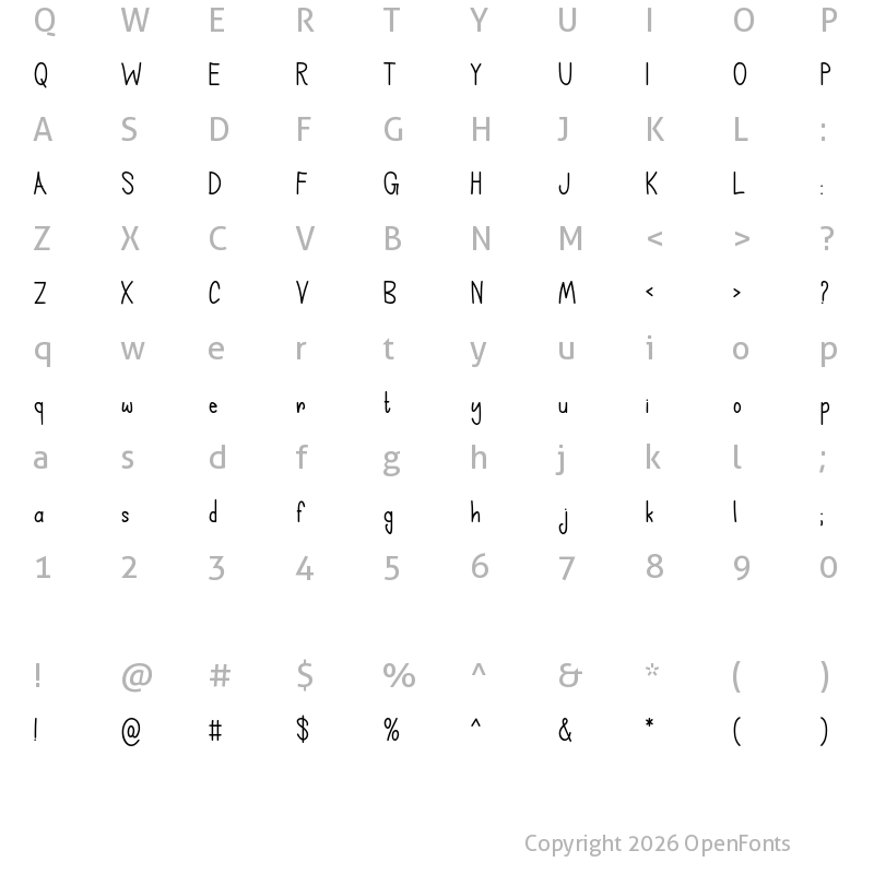 Character Map of Holy Nativity Regular