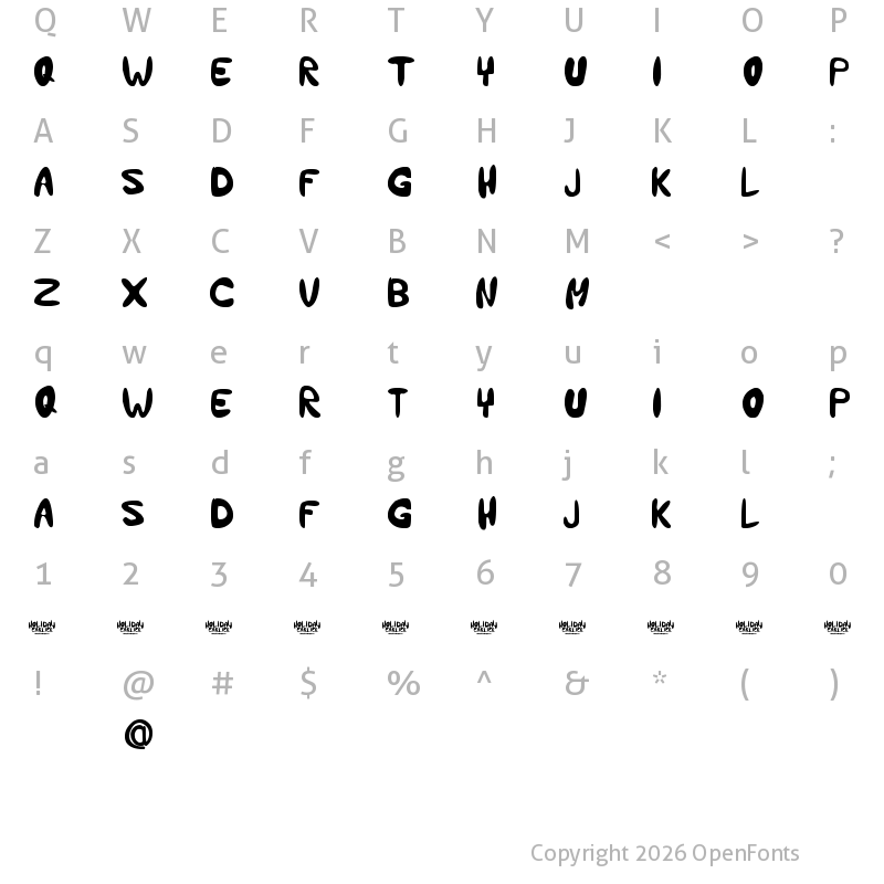 Character Map of Holyday Earlier Regular
