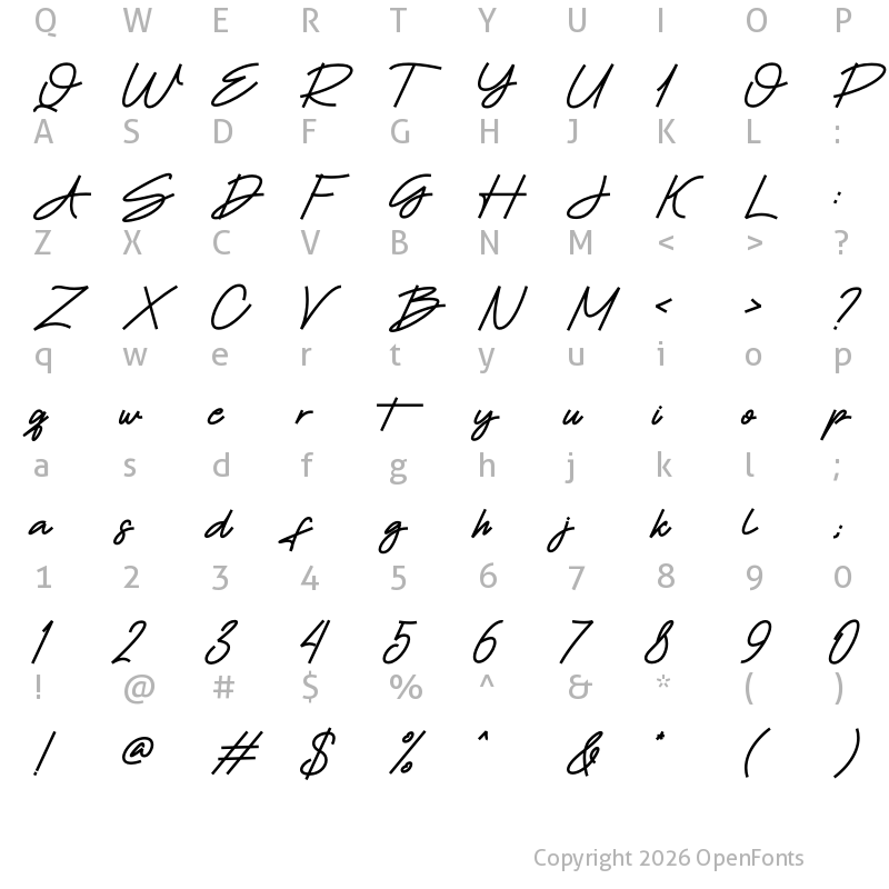 Character Map of Holysta Regular