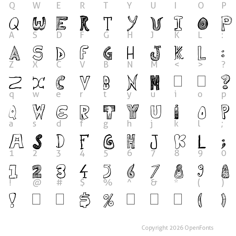 Character Map of Home Mad Popsters Regular