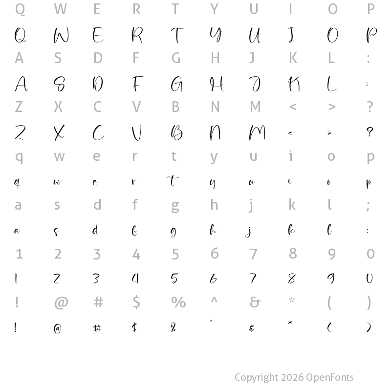 Character Map of Homellyst Regular