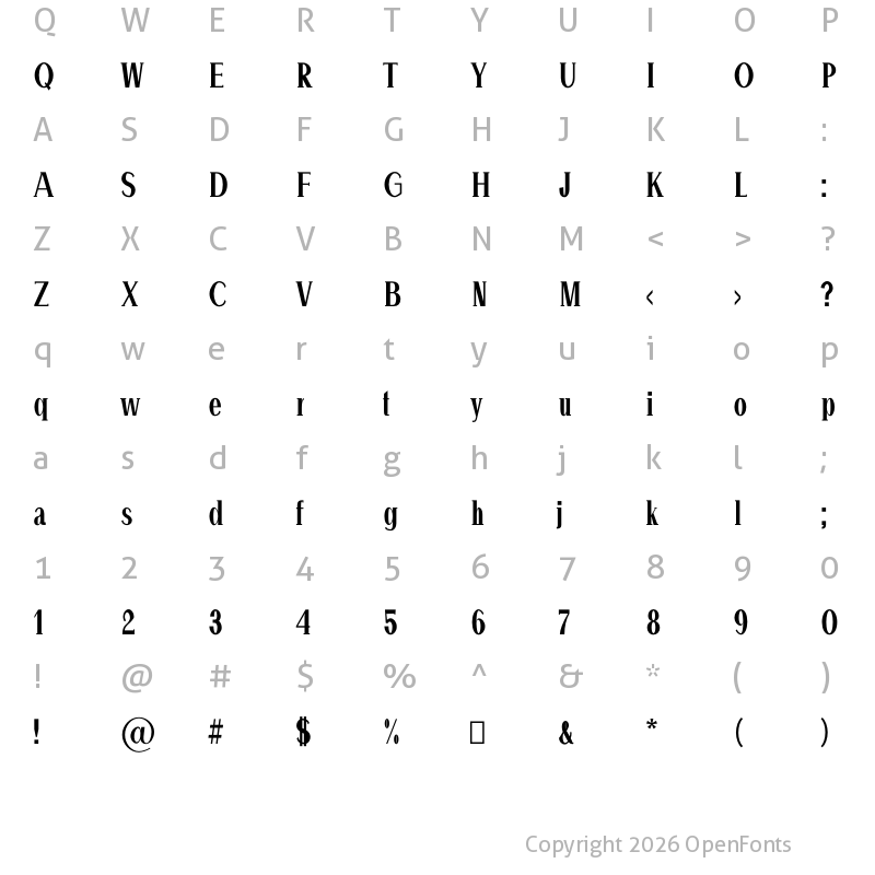 Character Map of Hommer Bold