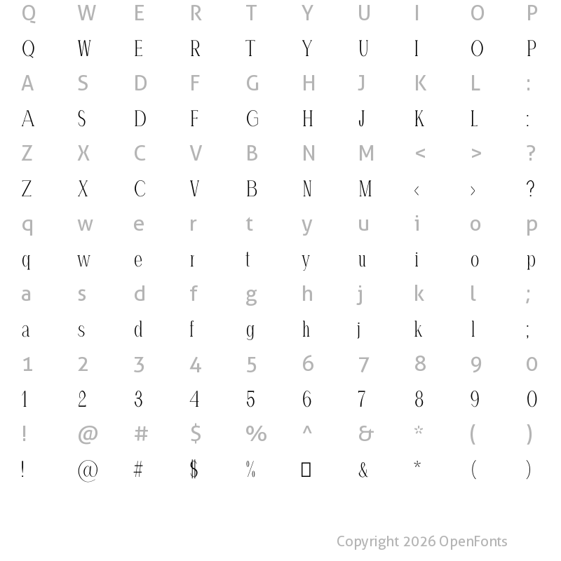 Character Map of Hommer Light
