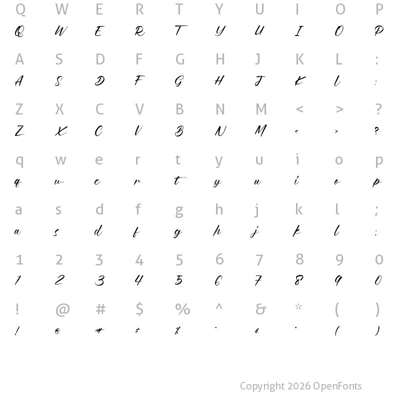 Character Map of Honess Regular
