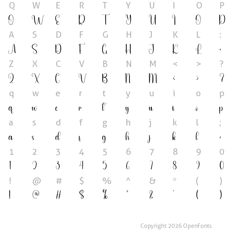 Character Map of Honey Easter Regular