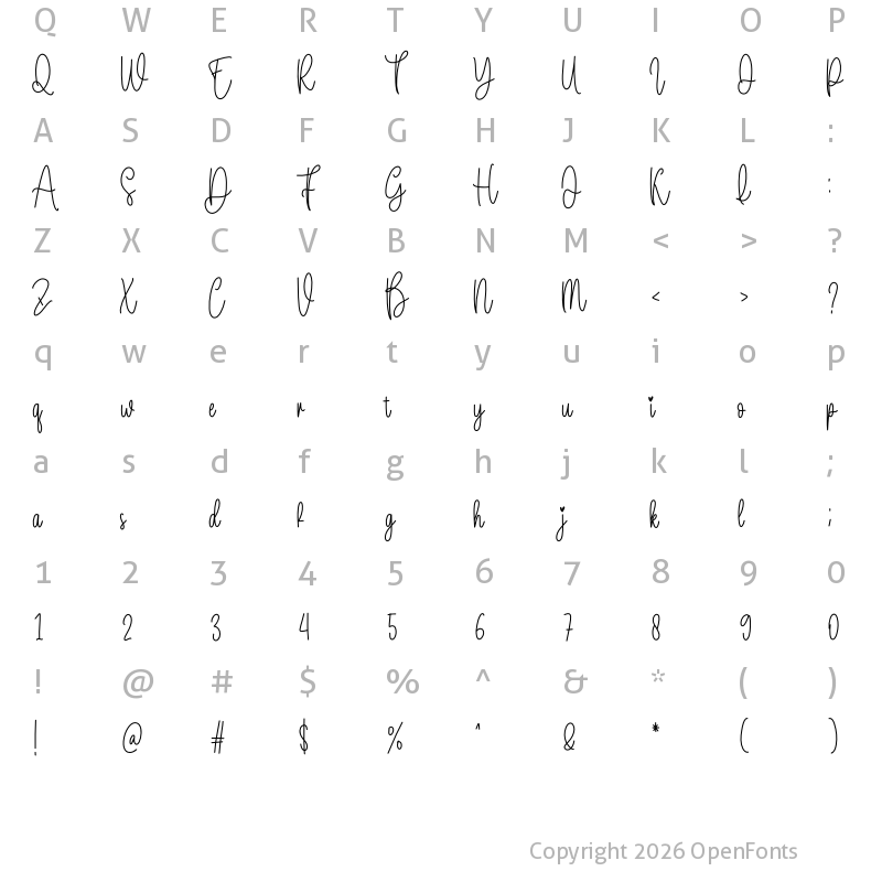 Character Map of Honeymoon Vacation Regular