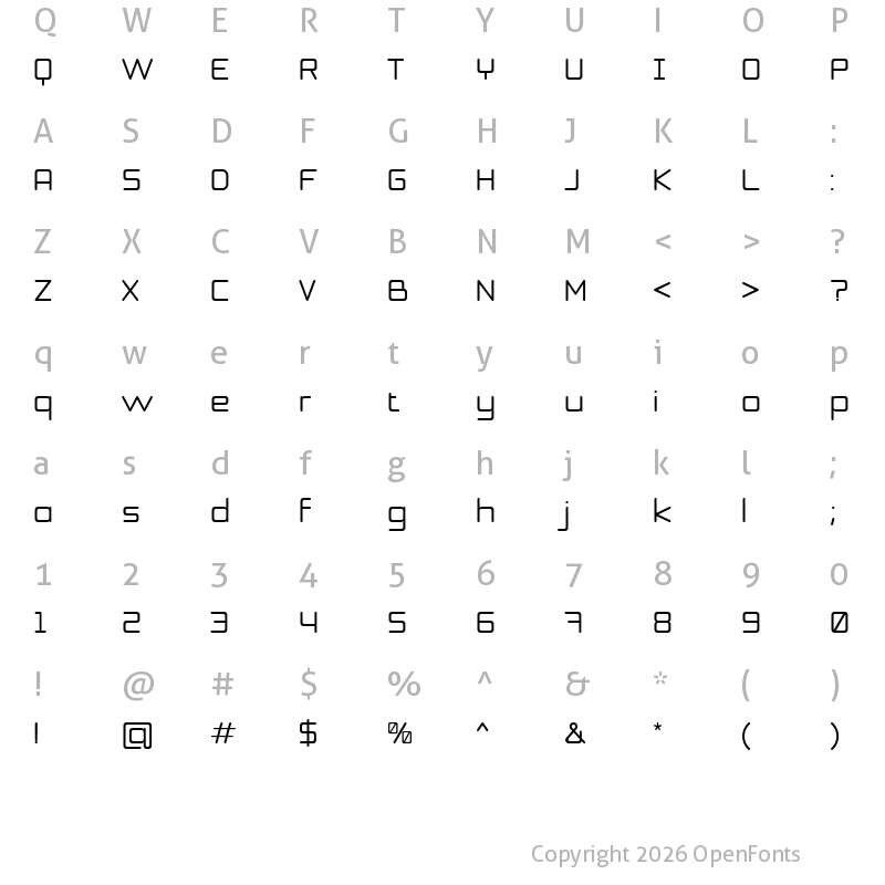 Character Map of Honor Regular