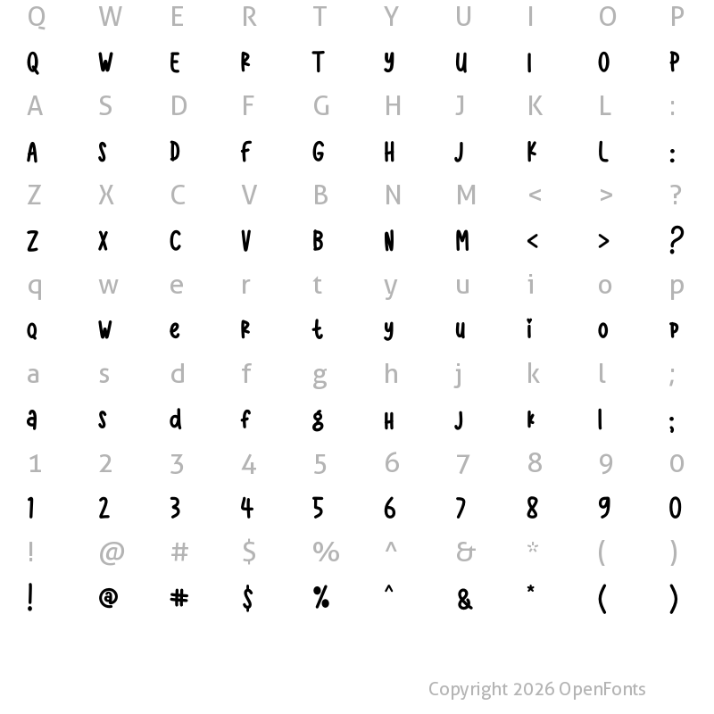 Character Map of Hoollidday Regular