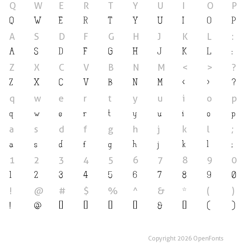 Character Map of Hope Regular