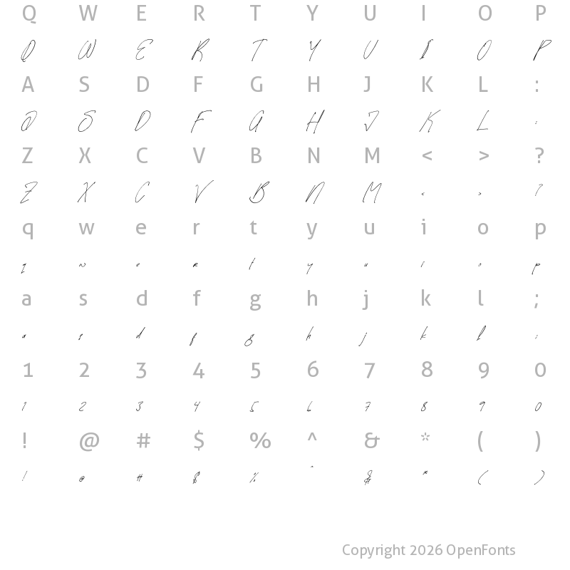 Character Map of Horganite Italic