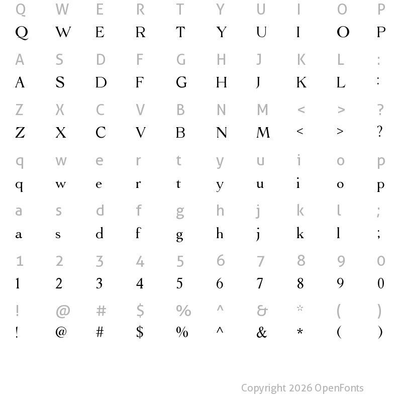 Character Map of Horison Regular