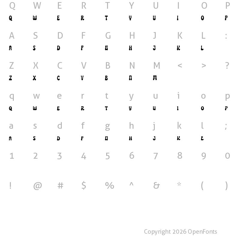 Character Map of Horriblys Free Regular