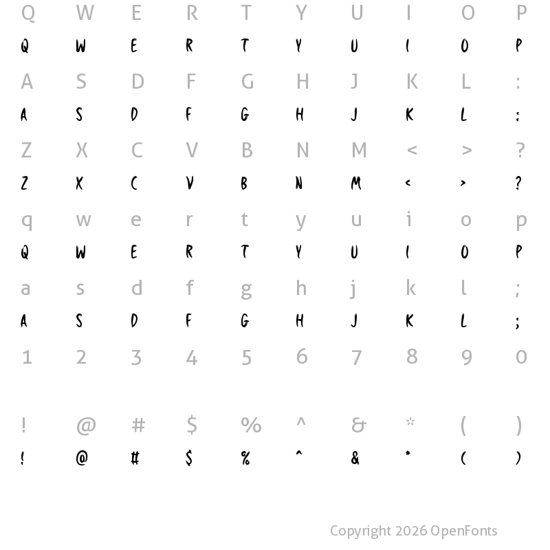 Character Map of Horror Hustle Regular