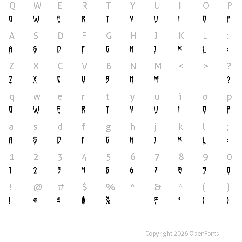 Character Map of Horrorfind Regular