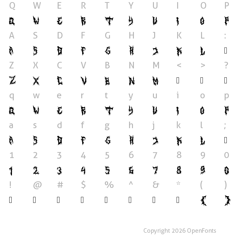 Character Map of Horrorizer Regular