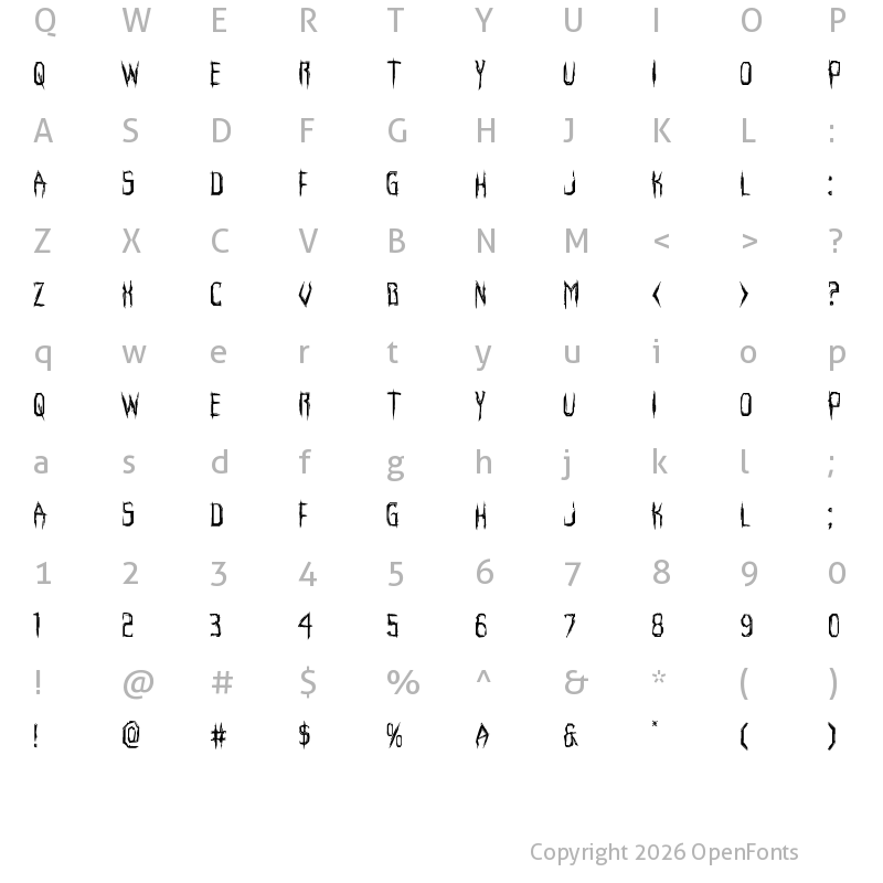 Character Map of Horroroid Regular