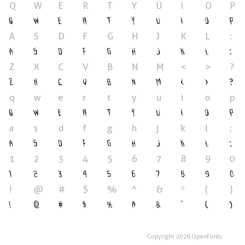 Character Map of Horroroid Rotated Regular