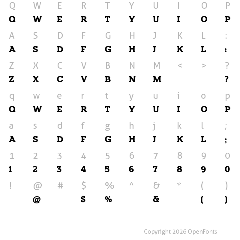 Character Map of Horseback Slab Bold