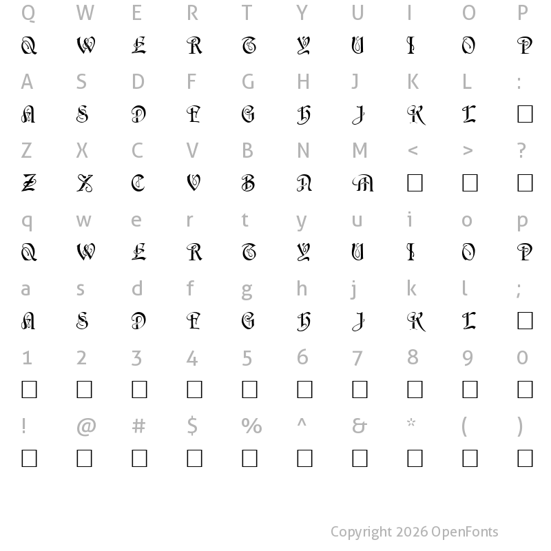 Character Map of Horst Regular
