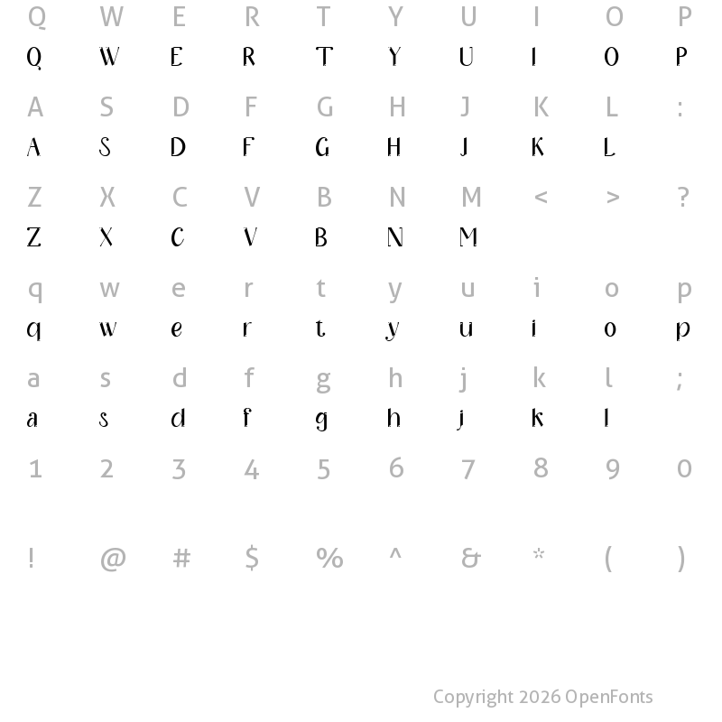 Character Map of Horyzon Regular