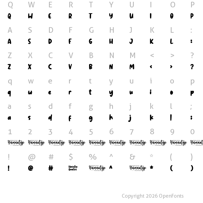Character Map of Hoselia Quotes Personal Use Regular
