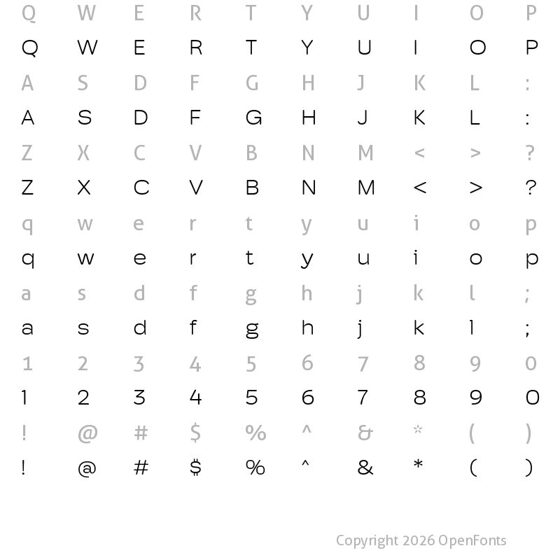 Character Map of Hoss Round Wide Light