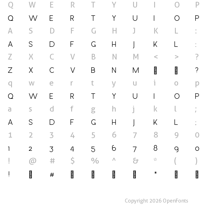 Character Map of Hossa Light