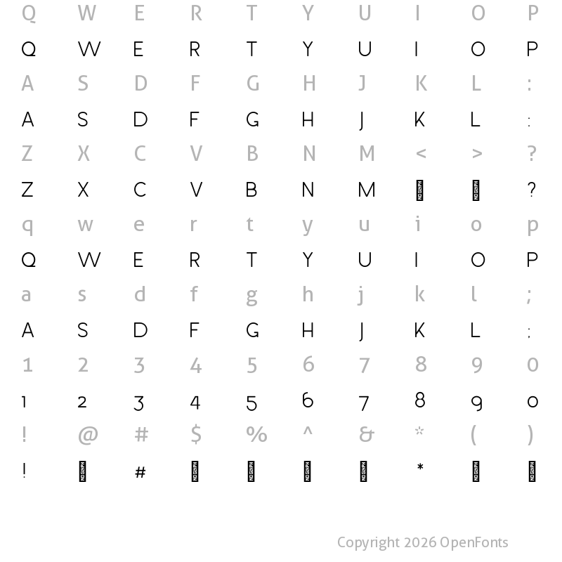 Character Map of Hossa Soft Light