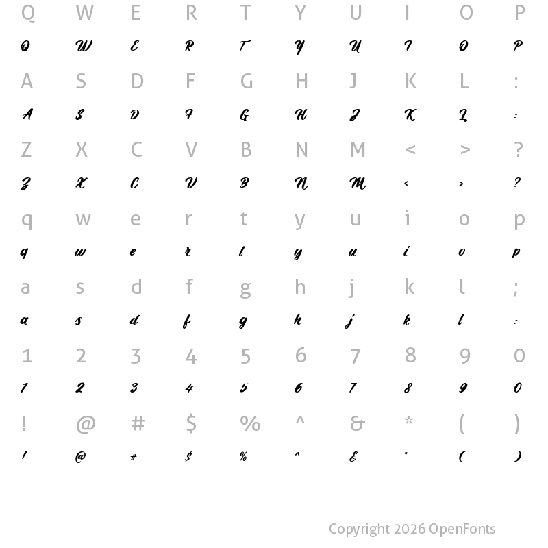 Character Map of Hotline Regular