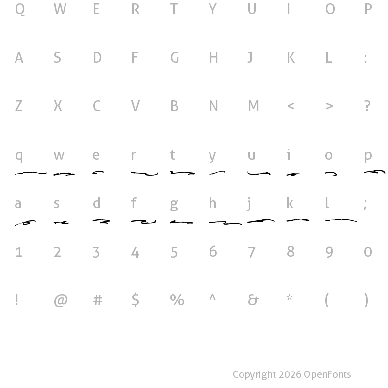 Character Map of Hottemp Swash Regular