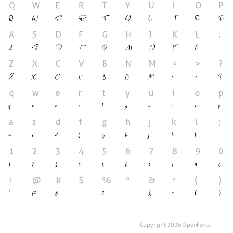 Character Map of Hottroof Semhesta Regular