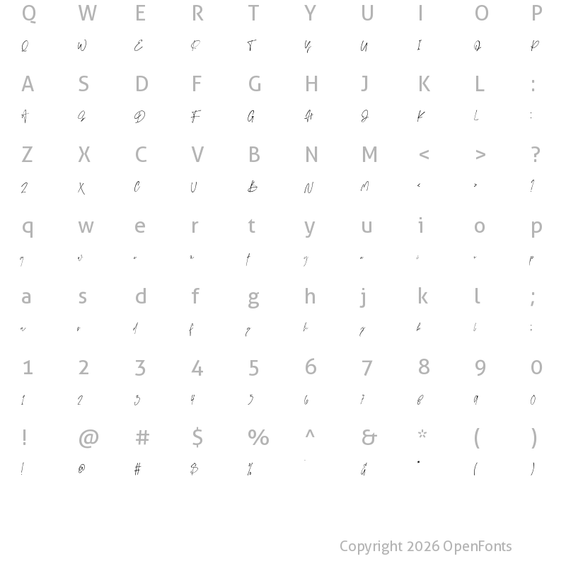 Character Map of Houdient Regular