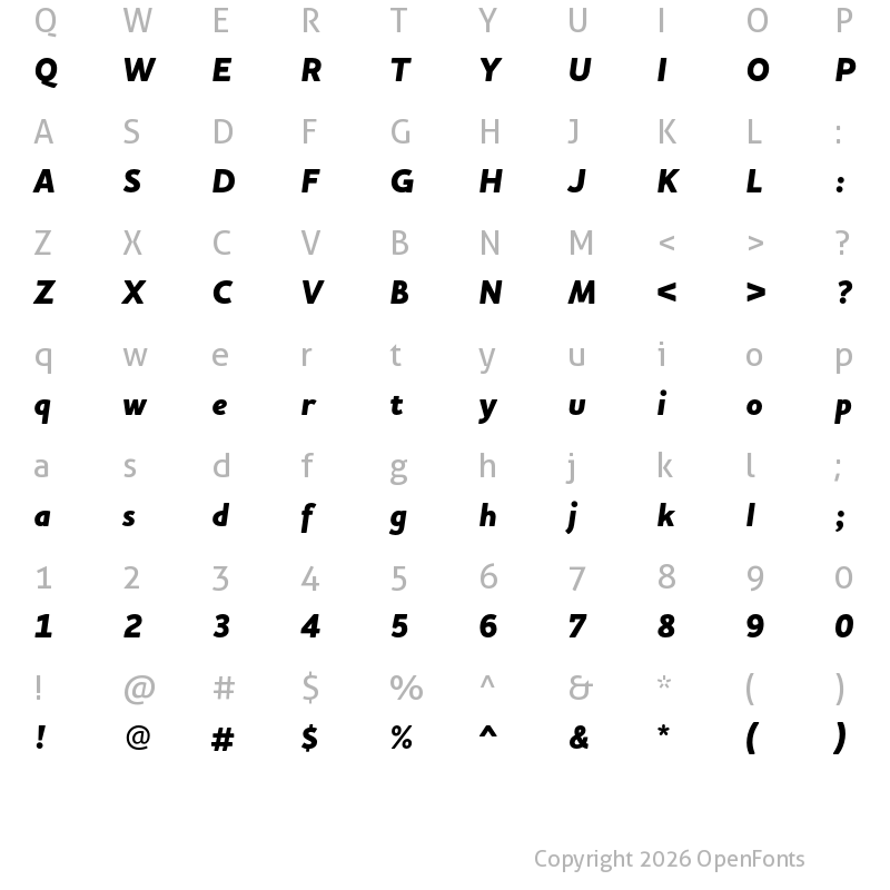 Character Map of Houschka Pro ExtraBold Italic