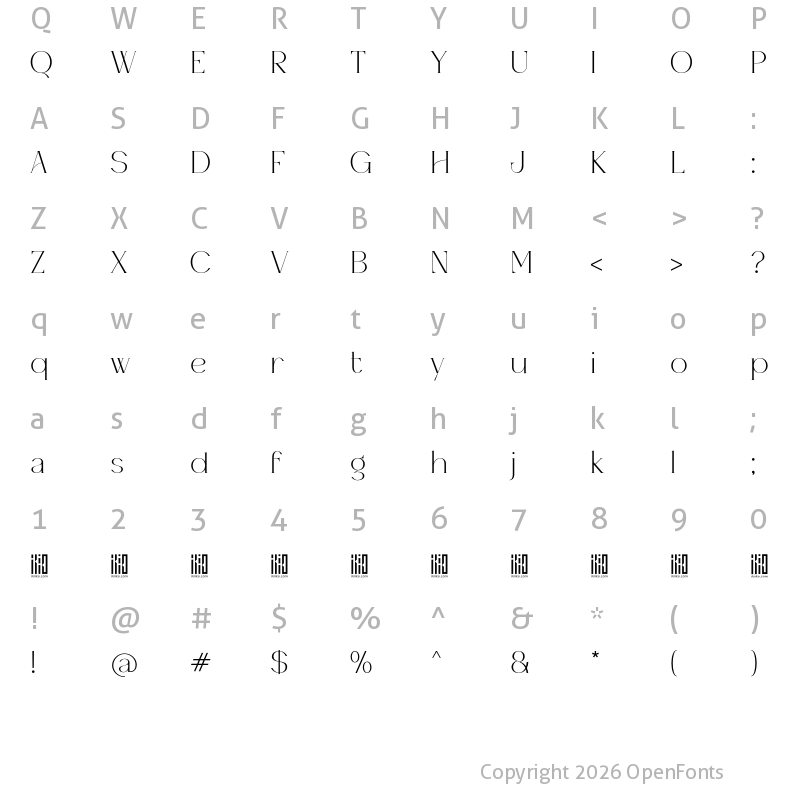 Character Map of House of Montague Regular