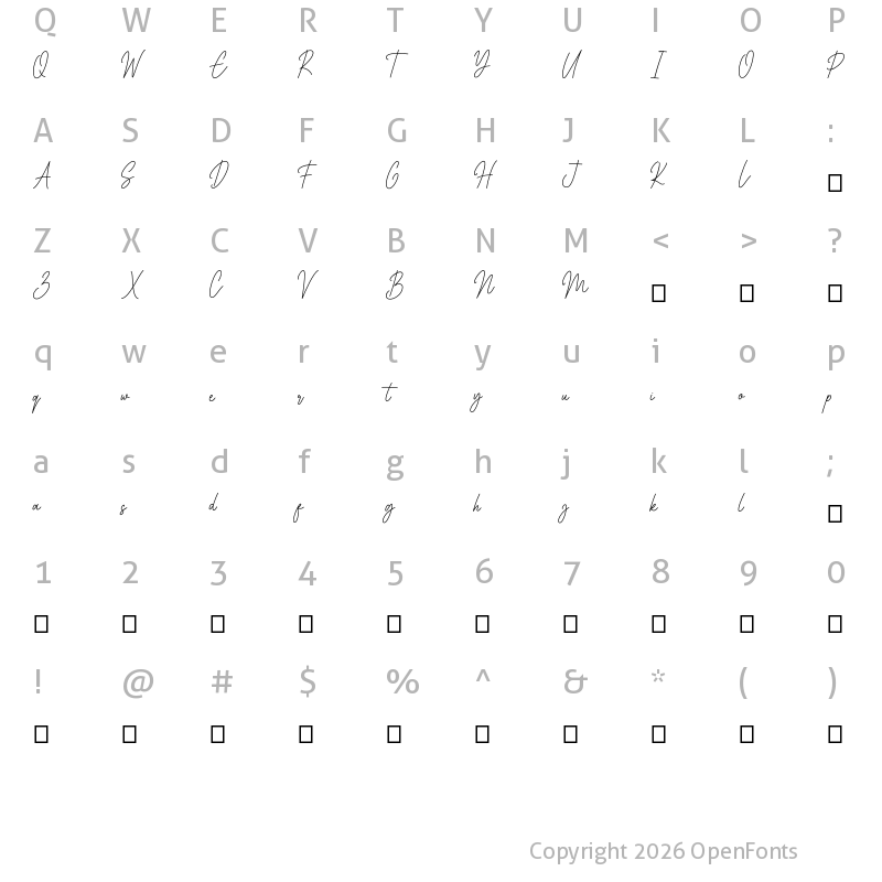 Character Map of House Signature Script Regular