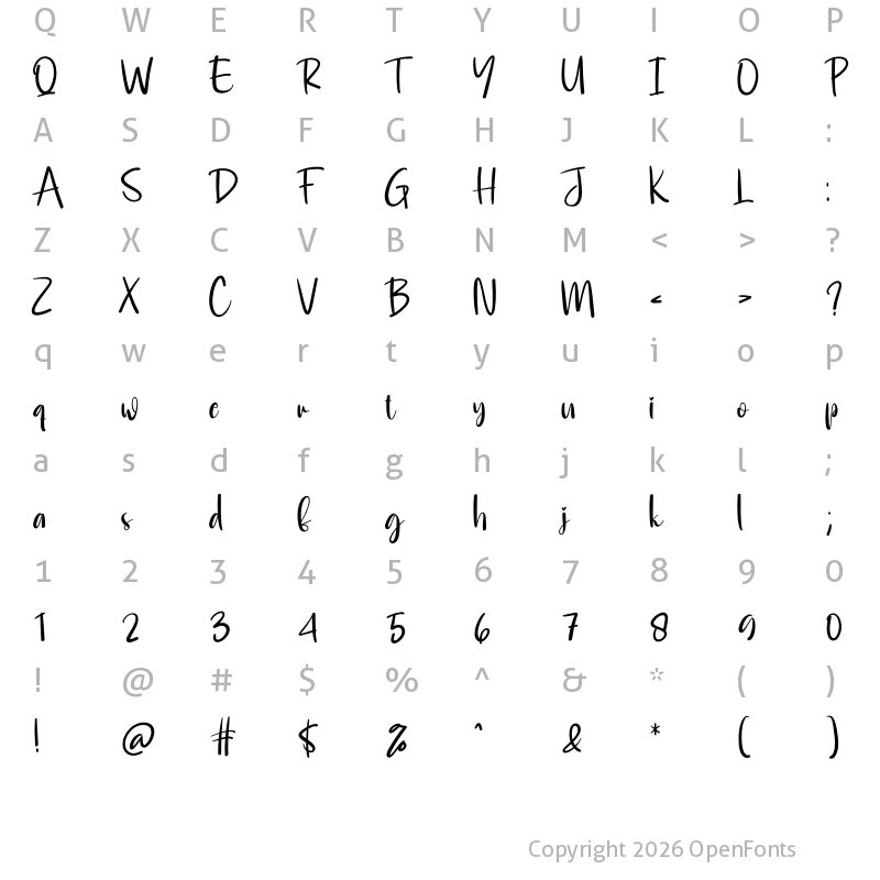 Character Map of Housewife Regular