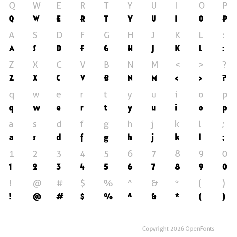 Character Map of Houstone Condensed