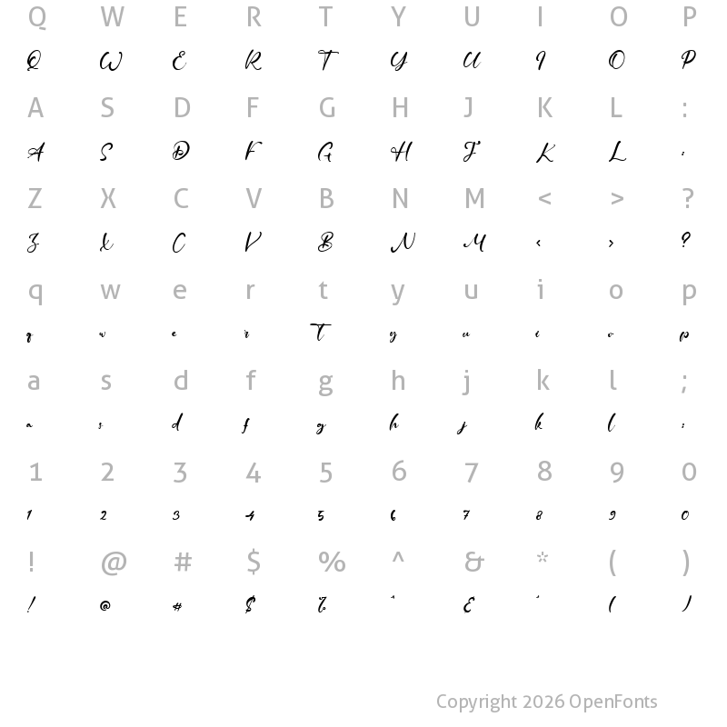 Character Map of Howell Rode Regular