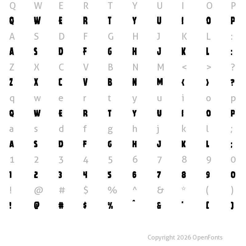 Character Map of Howlin' Mad Condensed Condensed