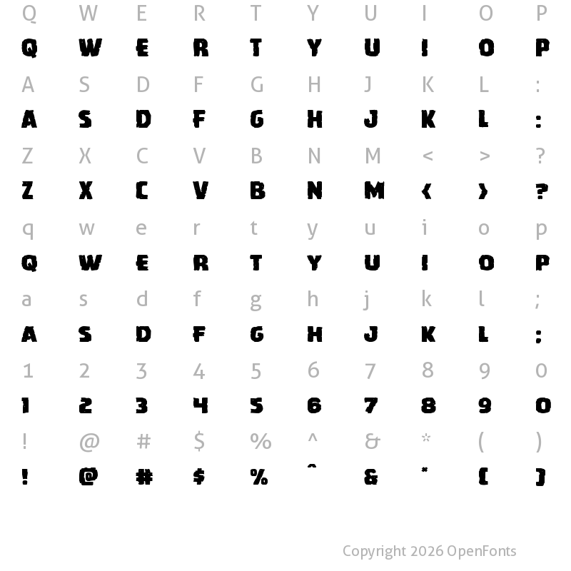 Character Map of Howlin' Mad Expanded Expanded