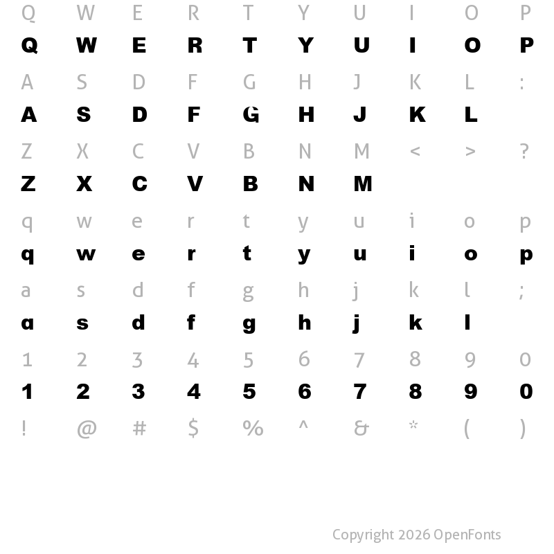 Character Map of Howvetica Regular