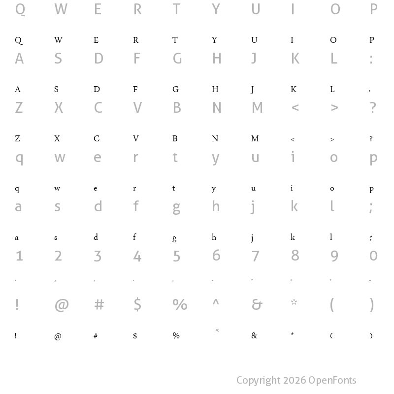 Character Map of H?srev Hatt? Osmanl?ca Regular