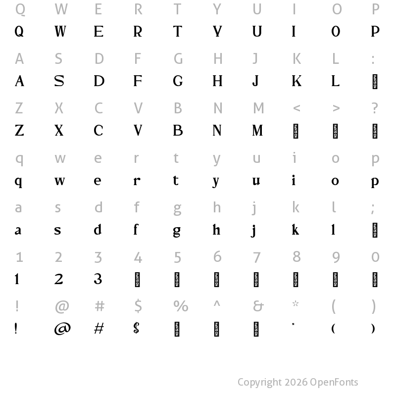 Character Map of HT Velvet Whisper Regular